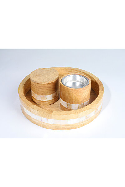 The Artistic Jewel طقم مبخرة مع صندوف وصينية خشب وصدف دائري