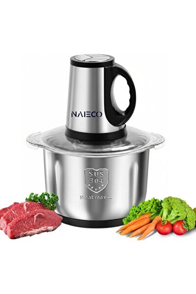 Generic مفرمة طعام متعددة الوظائف - وعاء من الفولاذ المقاوم للصدأ سعة 3 لترات و4 شفرات