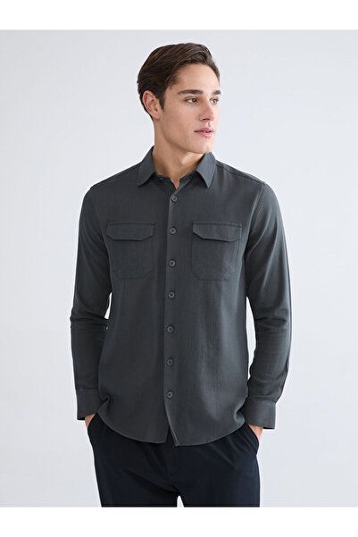 LC Waikiki Lcwaikiki Classicanthracite Regular Fit Linen Blend Men's Shirt