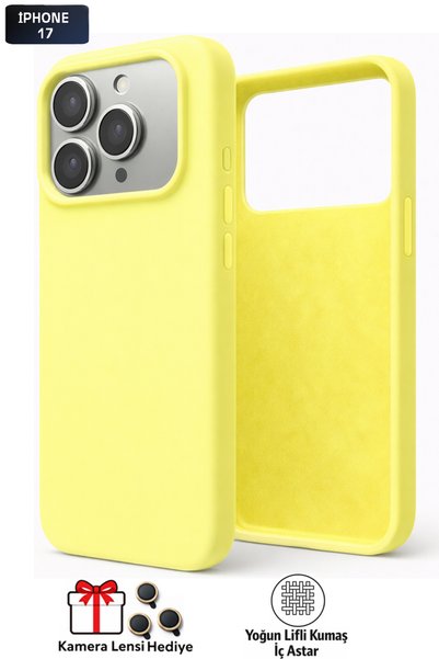 Tech&bello accessories غطاء سيليكون قابل للمسح متوافق مع آيفون 17 مع عدسة كام...