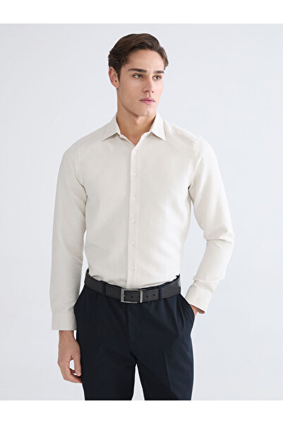 LC Waikiki Cămașă pentru bărbați LCWAIKIKI ClassicBeige slim fit Dobby