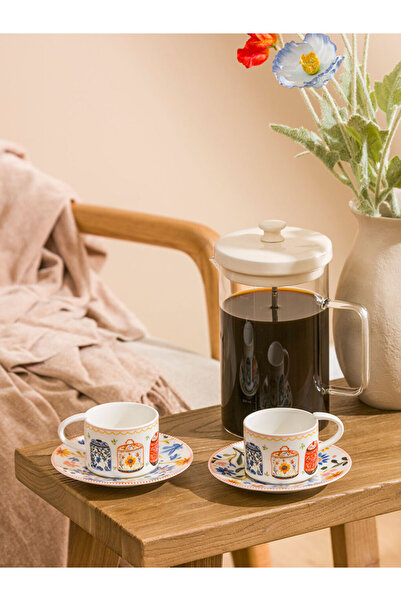 LC Waikiki Rmz Gi̇yi̇m Farkiyla Printed 2-Person Porcelain Coffee Cup Set