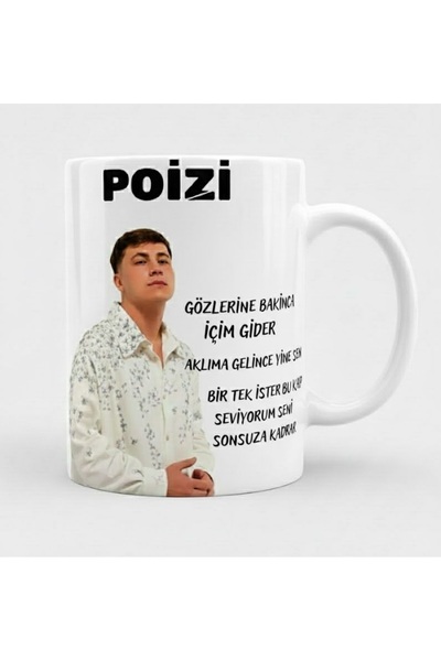 sartre art "Poizi" 2 Şarkı Sözü Tasarımlı Hediyelik Özel Tasarım Porselen Kup...