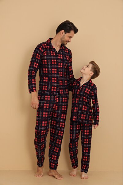 ARN HOMEWEAR aile kombini süet pijama takımı baba-oğul-anne-kız (tek takım fi...