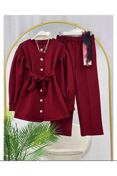 YILMAZBARMAZ costum dublu cu mâneci pliate pentru femei