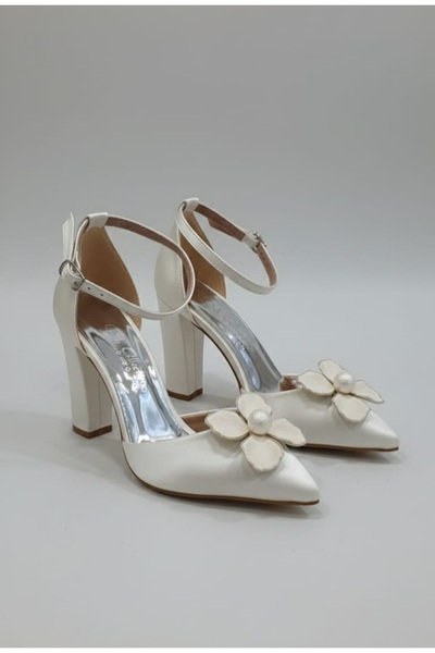 ŞAH Elegant Pearl Detailed 9cm Heeled Wedding Dress Wedding Evening Dress Shoes