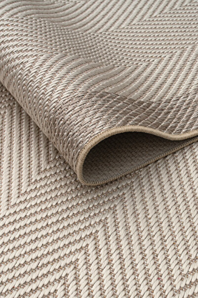 Vila Nova Home Krem Bej Sisal Dokuma, Çerçeveli,tozumaz kaymaz taban Salon, Oturma Odası, Mutfak Koridor halısı