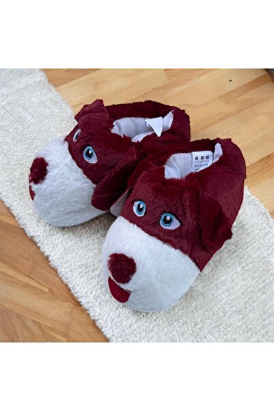 İpek Women's Plush Fluffy Slippers with Dog Figures, Home Shoes