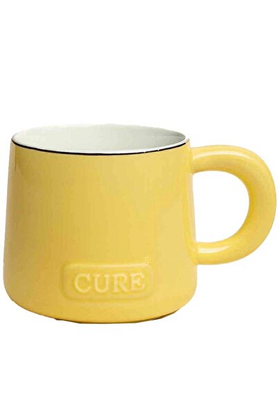 PUFO Cure ceramic mug and spoon for coffee or tea, 320 ml, yellow