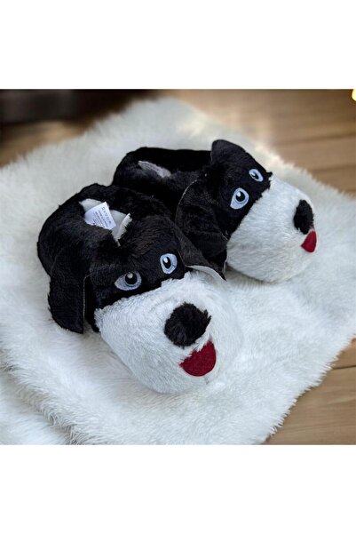İpek Women's Plush Fluffy Slippers with Dog Figures, Home Shoes