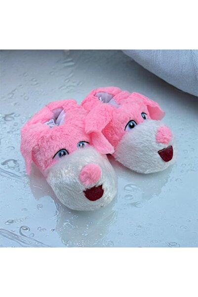 İpek Women's Plush Fluffy Slippers with Dog Figures, Home Shoes