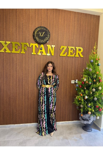 Xeftan zer Özel Taş işlemeli karışık renk kaftanımız