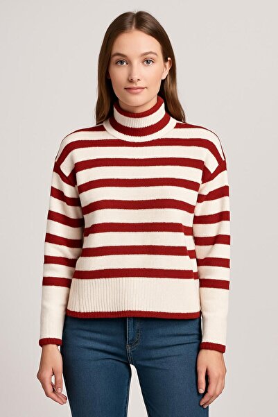 TrendModaTr Striped Knitted Sweater for Women
