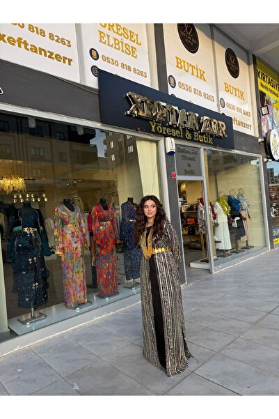 Xeftan zer Siyah gri kaftan modeli