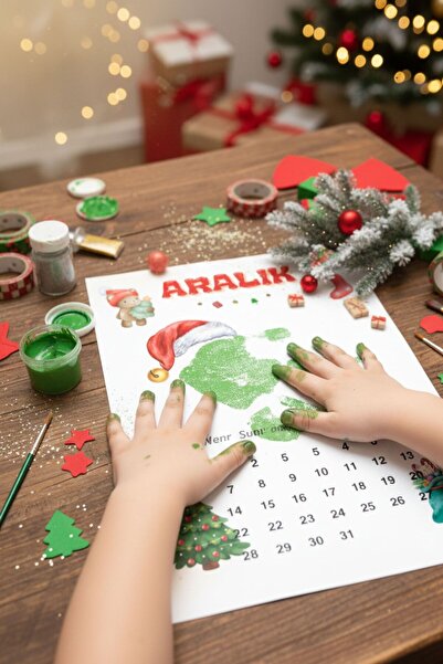 AryaSanatKırtasiye 2026 Handprint Takvim Seti | El İzi Hatıra Seti | 13 Takvim Görseli & 6 Renk Parmak Boyası