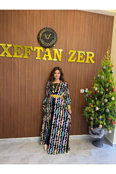 Xeftan zer Özel Taş işlemeli karışık renk kaftanımız