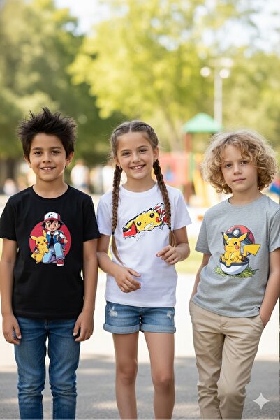 Machi Tricou din bumbac pentru fete Pokemon cu imprimeu tricou 5 6 7 8 9 10 1...
