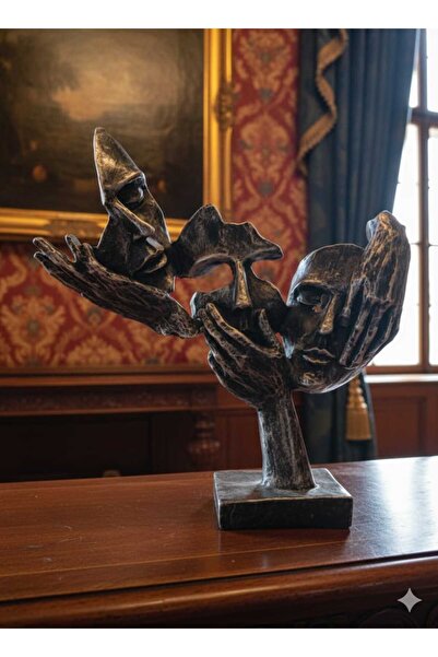 ev dekor heykel Soyut Yüz Heykelleri - Ev Dekoru için 3'lü Sanat eseri