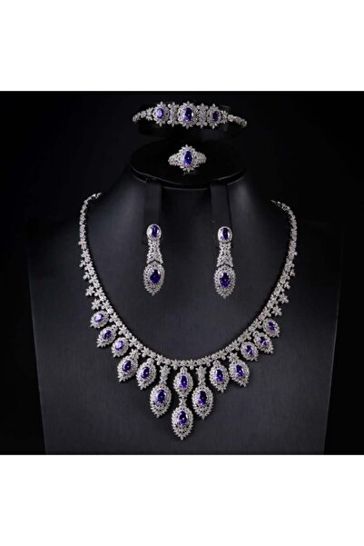 Generic اطقم مجوهرات زيركون فاخر باصدار خاص 5 قطع بضمان على اللون s-7430