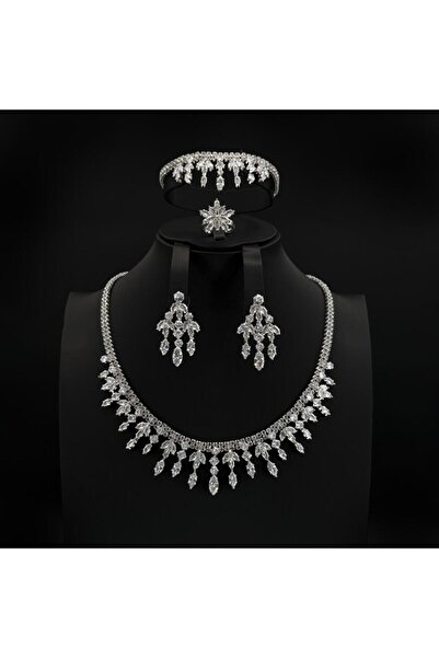 Generic طقم زيركون فاخر بإصدار خاص دقة الماس 5 قطع بضمان على اللون GM-3997