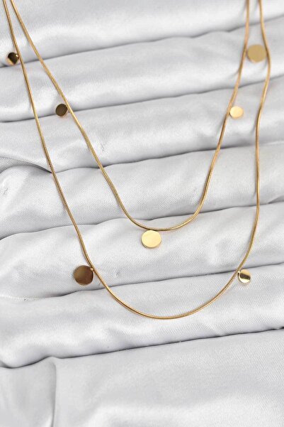 callerrons accessories قلادة نسائية مرصعة بالترتر باللون الذهبي - EBJ251219W3...