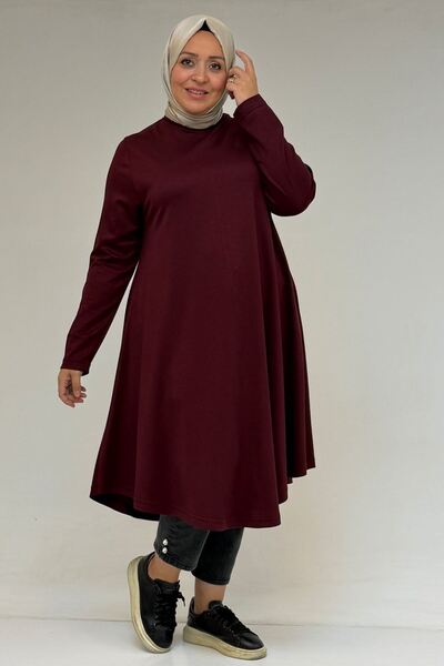 Eslina 58174 Plus Size Mevlana Modal Tunic - Burgundy