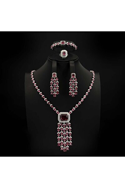 Generic طقم زيركون فاخر بإصدار خاص دقة الماس 5 قطع بضمان على اللون DZ005303S000