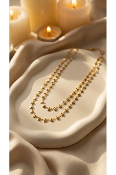 SR Jewelry Box Gold Yıldız Detaylı Çift Sıra Kolye | Minimal Lüks & Günlük Za...
