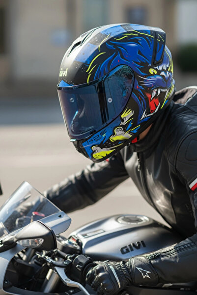 Givi 50.X WILD MAT Mavi / 1 Renkli 1 Şeffaf Vizörlü Motosiklet Kask