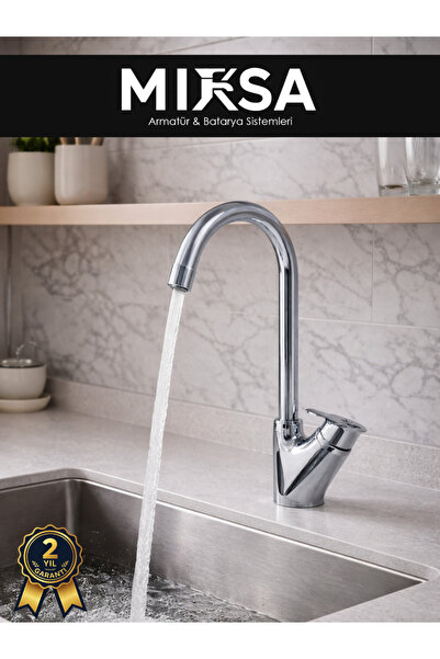 MİXSA Pole-Tube Kitchen Sink Faucet, Tap, Fountain with Dual Water Inlets