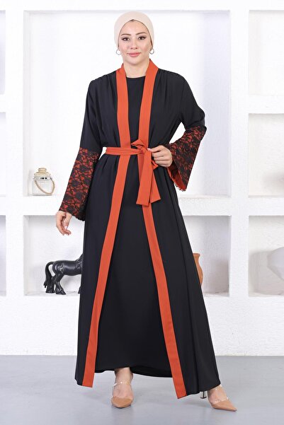 Missvalle Lace Detailed Abaya Tile 12212