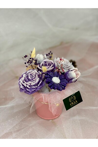 TART-SAM OLLA CANDLE AND DECOR HEDİYELİK ÖZEL GÜN MUMLARI AMBER KOKULU MOR Çİ...