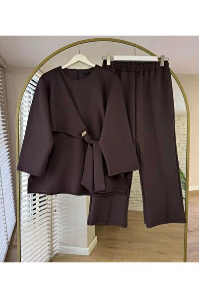 modasindoma Costum din două piese pentru femei cu detaliu cu cataramă