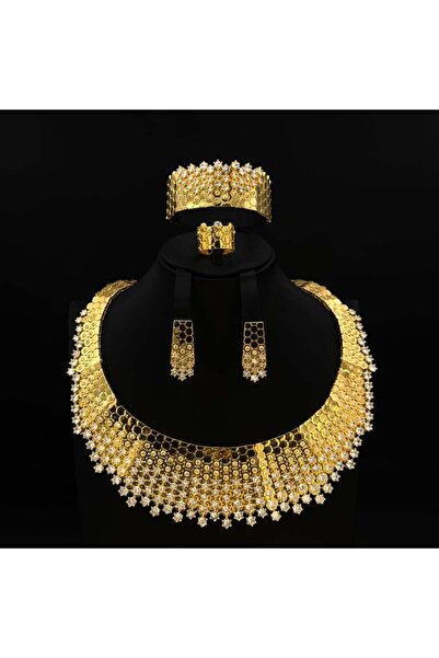 Generic طقم اكسسوارات نسائي زيركون لون ذهبي أنيق إصدار خاص 5 قطع بضمان على اللون