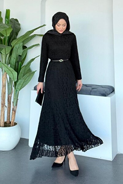 Hazamoda Donatela Danteli Elbise Siyah