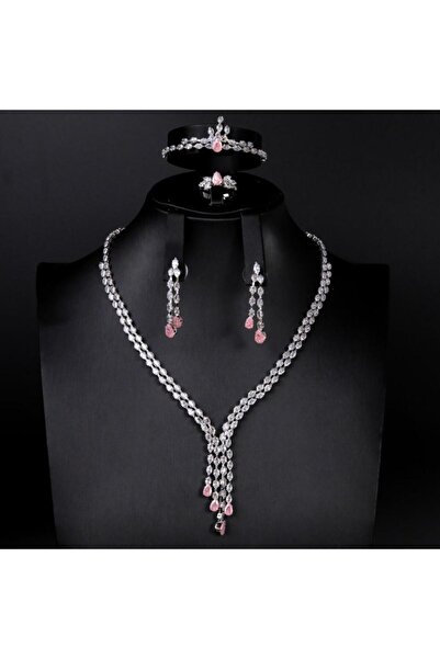 Generic طقم مجوهرات زيركون فاخر بإصدار خاص دقة الماس 5 قطع بضمان على اللونP-A...