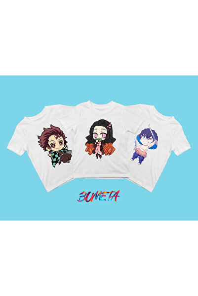 Bumeta Set de 3 tricouri pentru copii cu imprimeu Demon Slayer Chibi
