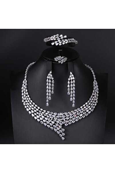 Generic اطقم مجوهرات زيركون فاخر باصدار خاص 5 قطع بضمان على اللون ABH-8819L