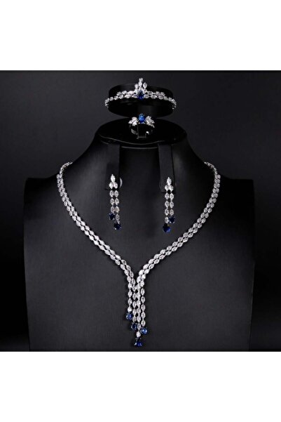 Generic طقم مجوهرات زيركون فاخر بإصدار خاص دقة الماس 5 قطع بضمان على اللون AB...