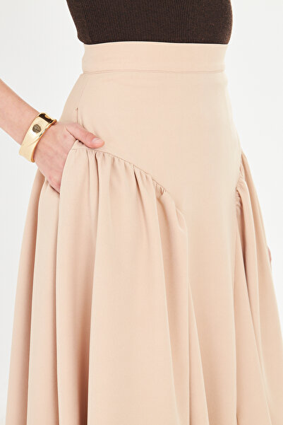 FARBE ER FASHION Khaki Beige Midi Skirt