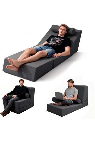 ROCKCAMEL أريكة مرنة للغاية 3 في 1، سرير قابل للتحويل/كرسي بمسند ظهر/أريكة بم...