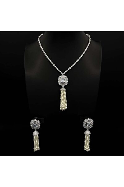 Generic Elegant women's zircon necklace and earring set, sophisticated design for a distinctive look - DZ004922S000