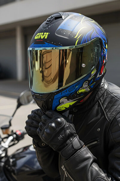 Givi 50.X WILD MAT Mavi / 1 Renkli 1 Şeffaf Vizörlü Motosiklet Kask