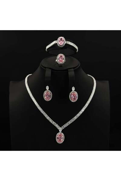 Generic طقم زيركون أنيق بإصدار خاص دقة الماس 5 قطع بضمان على اللون