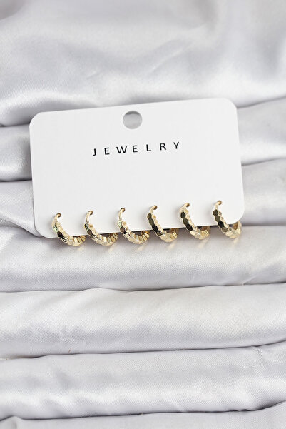 callerrons accessories طقم أقراط نسائية من النحاس الذهبي بتفاصيل خلية النحل - EBJ251219W38874