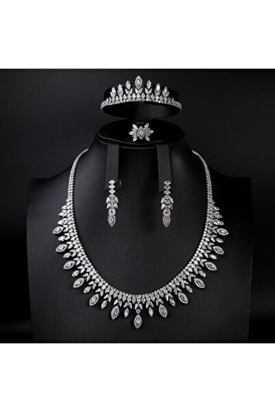 Generic طقم مجوهرات زيركون فاخر بإصدار خاص دقة الماس 5 قطع بضمان على اللون AB...