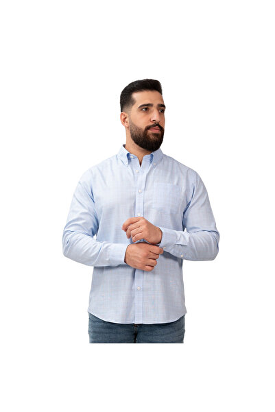 Giordano قميص أكسفورد رجالي من القطن بأكمام طويلة مقاوم للتجاعيد