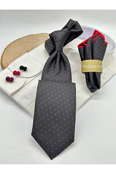 Gutiero Classic Tie with Black Dotted Handkerchief
