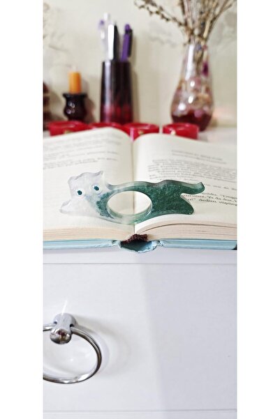 pınaxar Epoksi Okuma Yüzüğü Sayfa Tutucu - Kedi Figürlü El Yapımı Tasarım