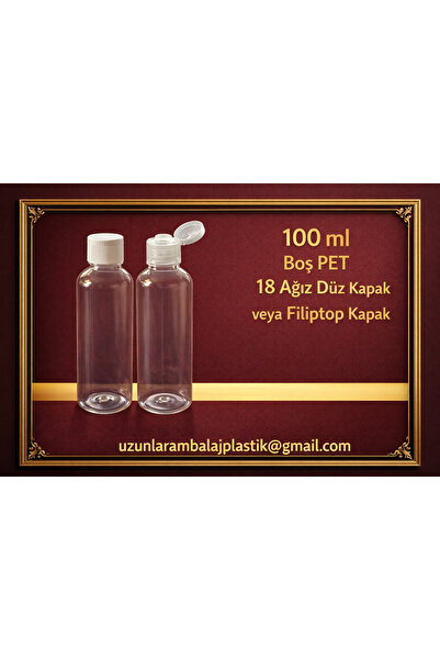 100 ml 18 ağız boş pet düz veya filiptop kapak[30adet]
